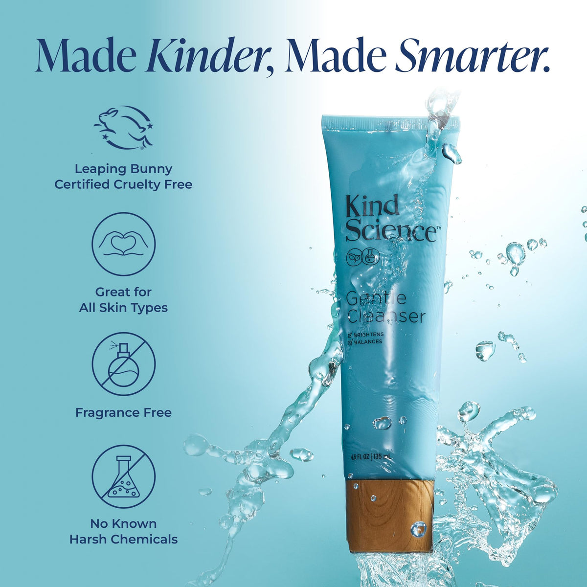 Kind Science bottle beside a ruler showing 4.5 fl oz size for scale and travel convenience