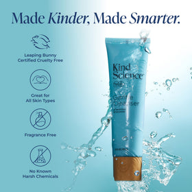 Kind Science bottle beside a ruler showing 4.5 fl oz size for scale and travel convenience