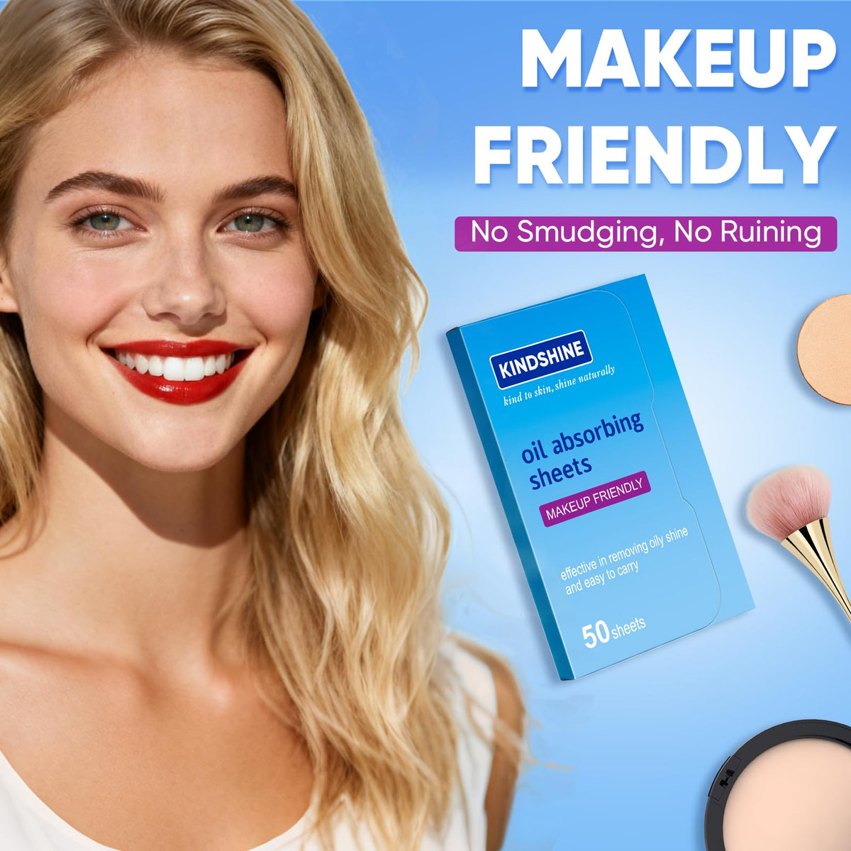 kindshine packet inside a purse, convenient on-the-go matte touch-ups benefit