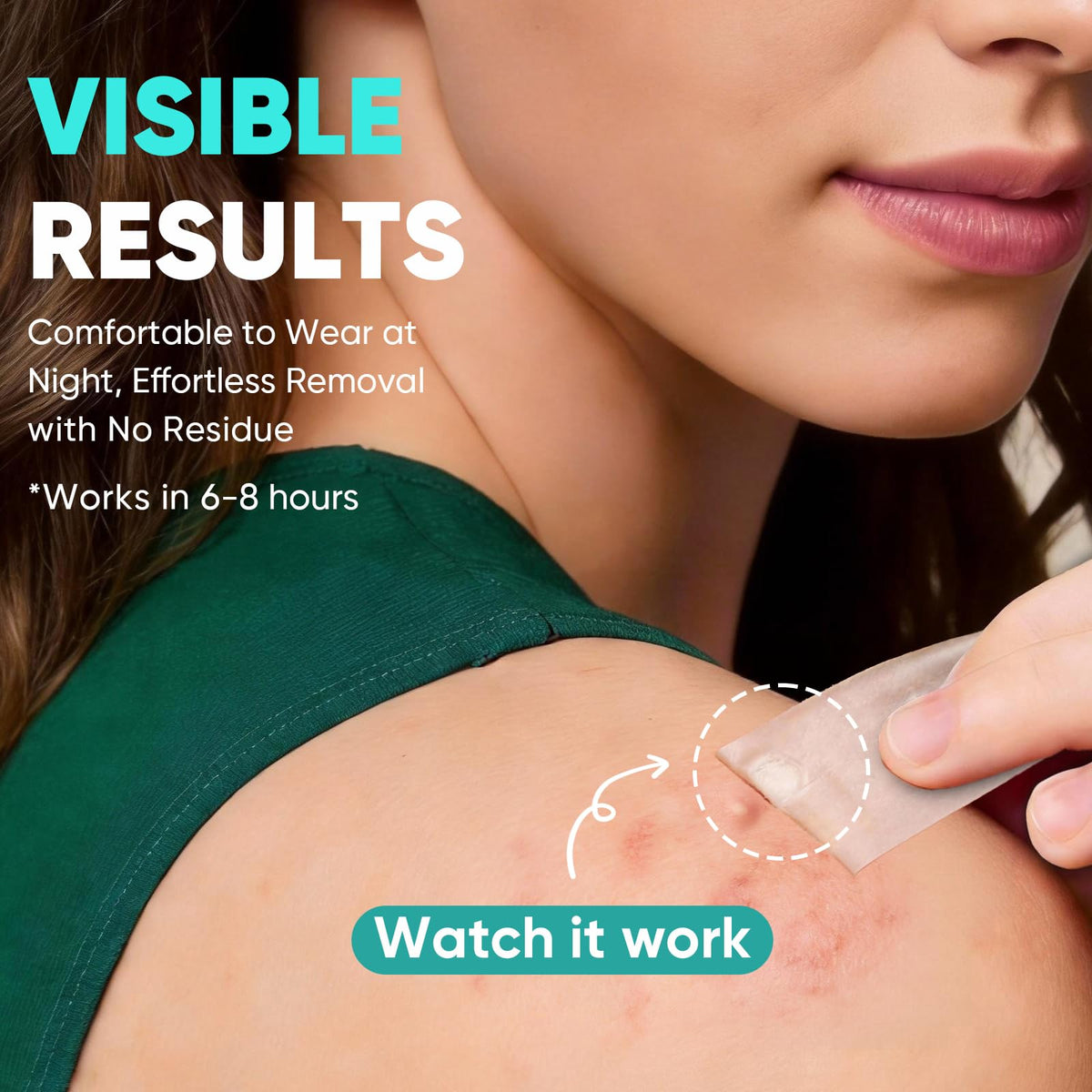 kindshine patch applied to forehead demonstrating discreet wear