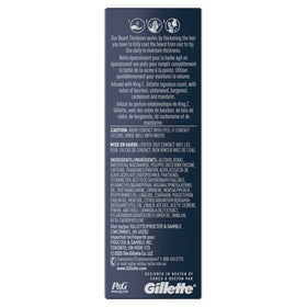 King C. Gillette product label close-up highlighting Vitamin B complex and caffeine