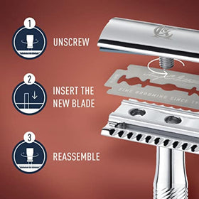 King C. Gillette blades stacked to display uniform edges and consistent performance