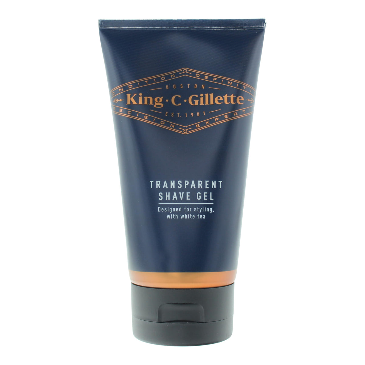 King C. Gillette front packaging showing 5 oz bottle and branding benefit