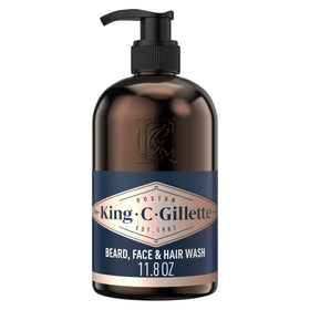 King C. Gillette front packaging showing bottle and branding benefits