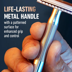 King C. Gillette head assembly open during blade change showing straightforward maintenance