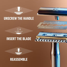 King C. Gillette razor held in hand to show scale and balanced, confidence-inspiring weight