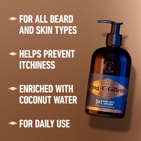 King C. Gillette with argan and avocado visual showing nourishing oils