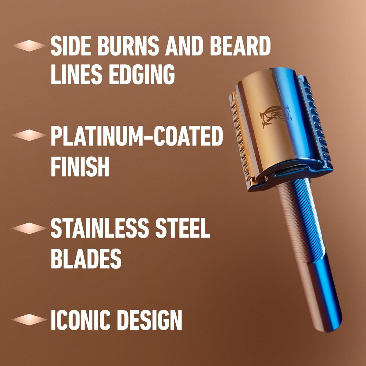 King C. Gillette razor on bathroom vanity in lifestyle scene suggesting refined grooming ritual