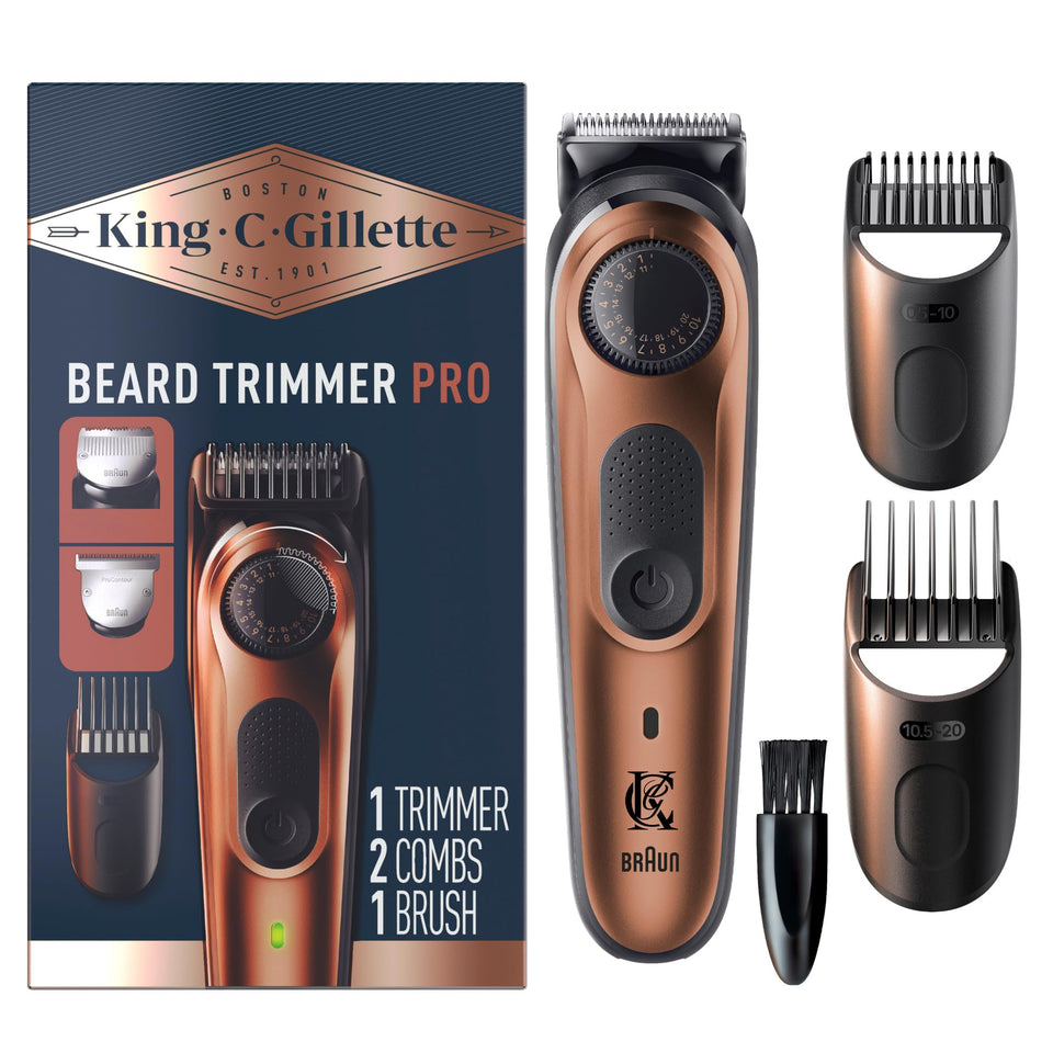 King C. Gillette trimmer front view showing controls and sleek design benefit precise handling