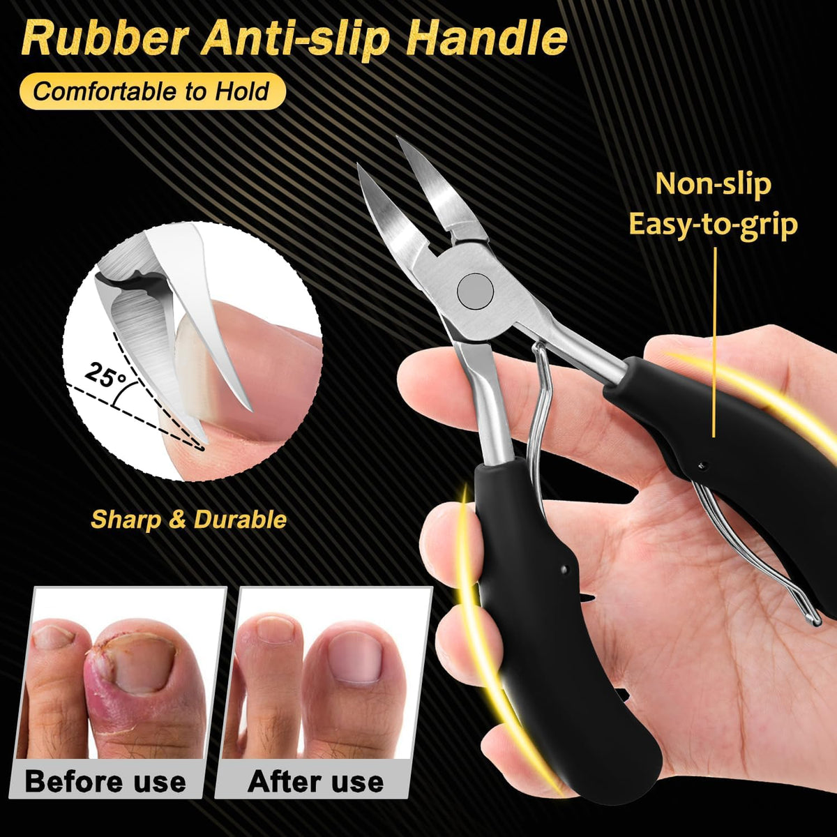 Kingfun tools laid out to show each included piece for complete toenail care