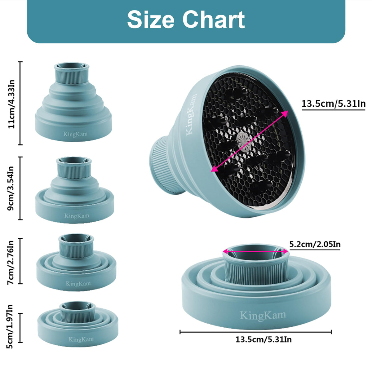 KingKam diffuser held in hand for scale showing compact size and easy portability