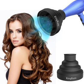 KingKam diffuser creating beachy curls demonstrating enhanced texture