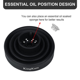 KingKam diffuser label and size info showing compatibility benefit