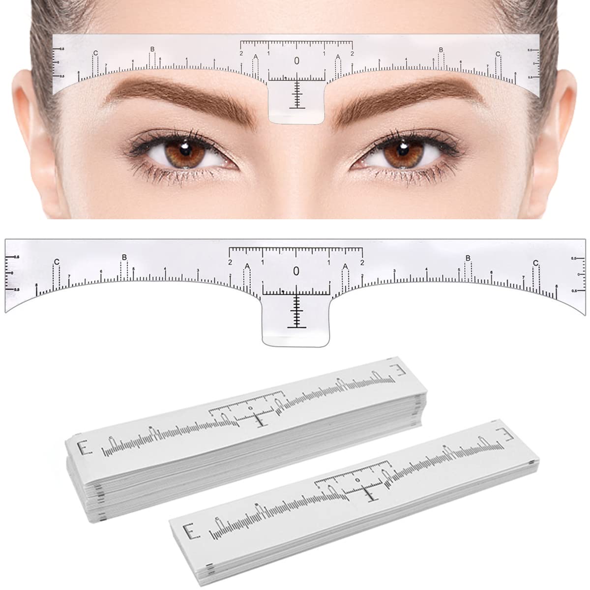 KINGMAS front packaging showing 100 disposable eyebrow rulers for quick shaping