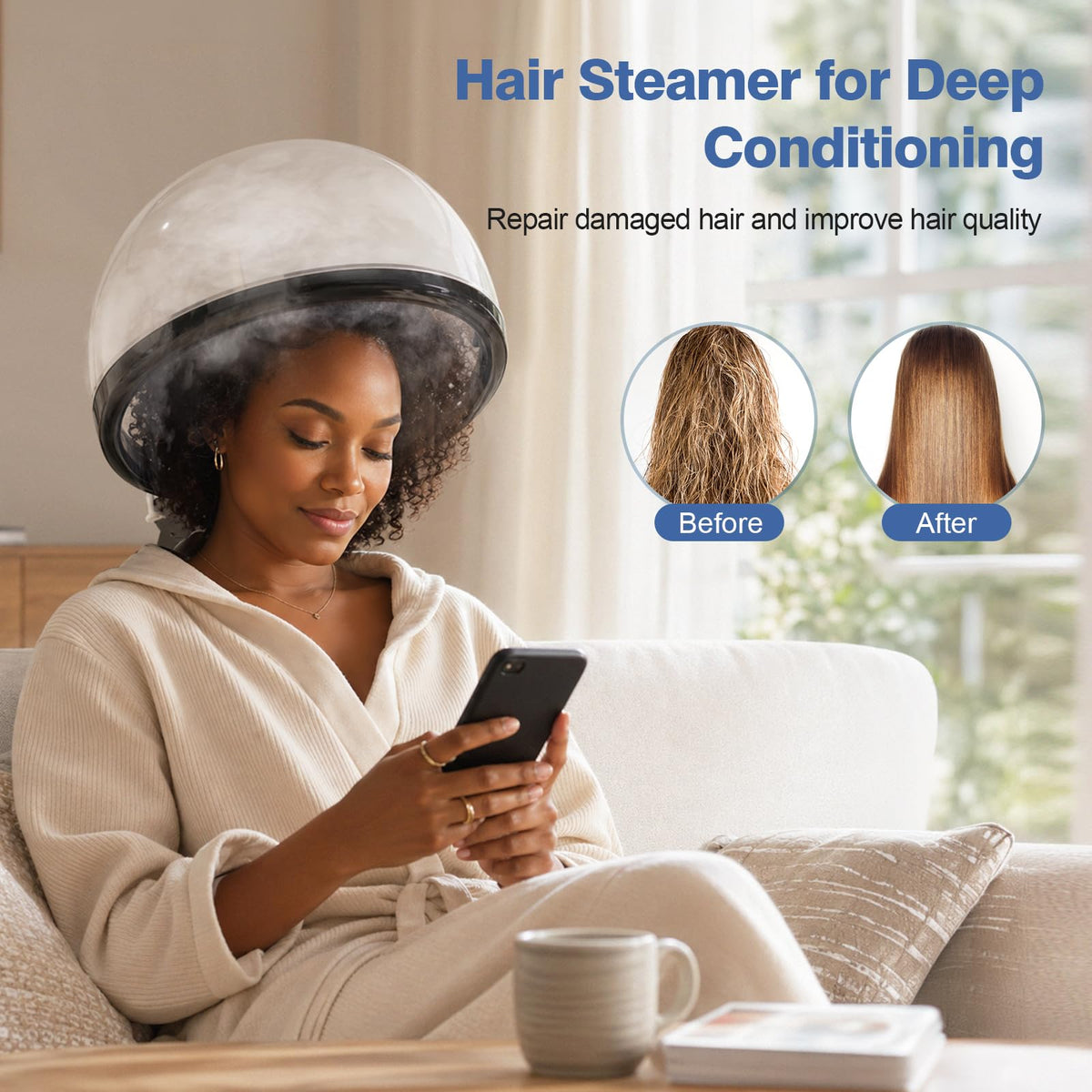 Kingsteam hair attachment close-up illustrating concentrated steam for deep conditioning