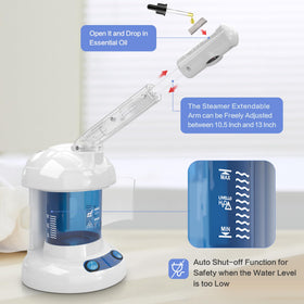 Kingsteam in use during facial treatment showing comfortable hands-free steaming