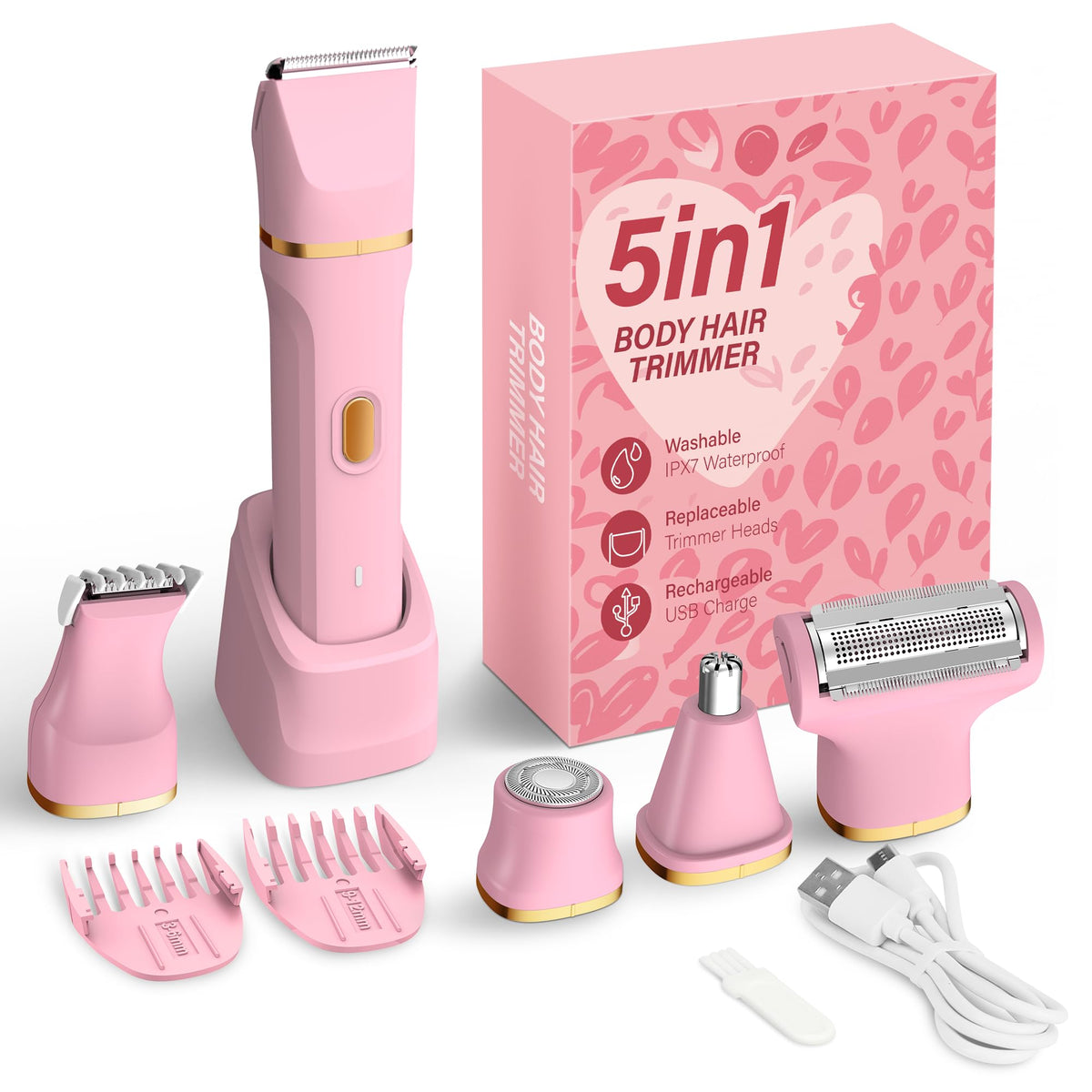 KINGTEE front view of pink trimmer showcasing ergonomic grip and sleek design for confidence