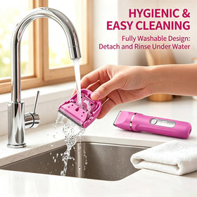 KINGTEE waterproof shaver in shower demonstrating wet use and easy rinsing
