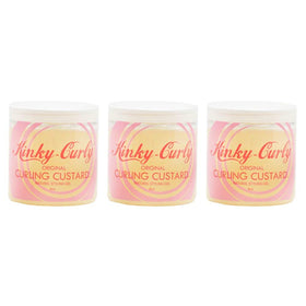 Kinky Curly front packaging showing three 8oz jars and clear product benefits