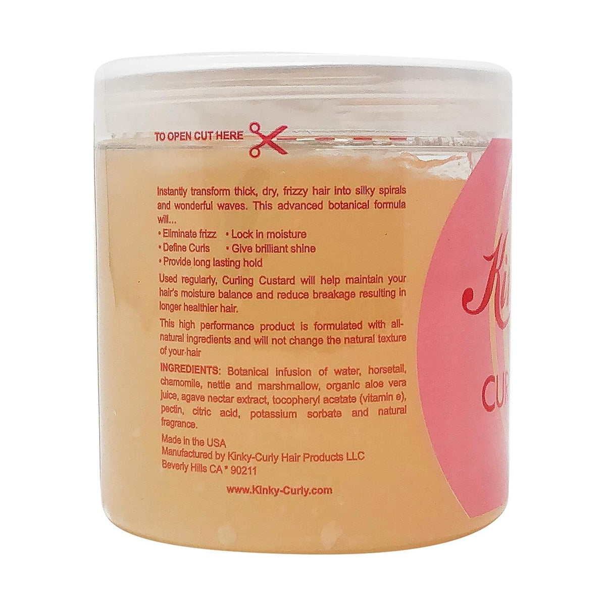 Kinky Curly product in hand demonstrating creamy consistency for even distribution