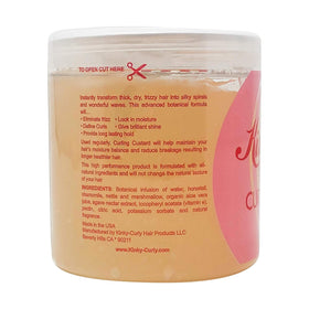 Kinky Curly product in hand demonstrating creamy consistency for even distribution