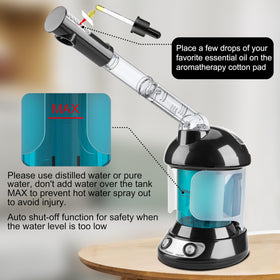 KINLITO facial steaming in use on model, opens pores and refreshes skin before cleansing