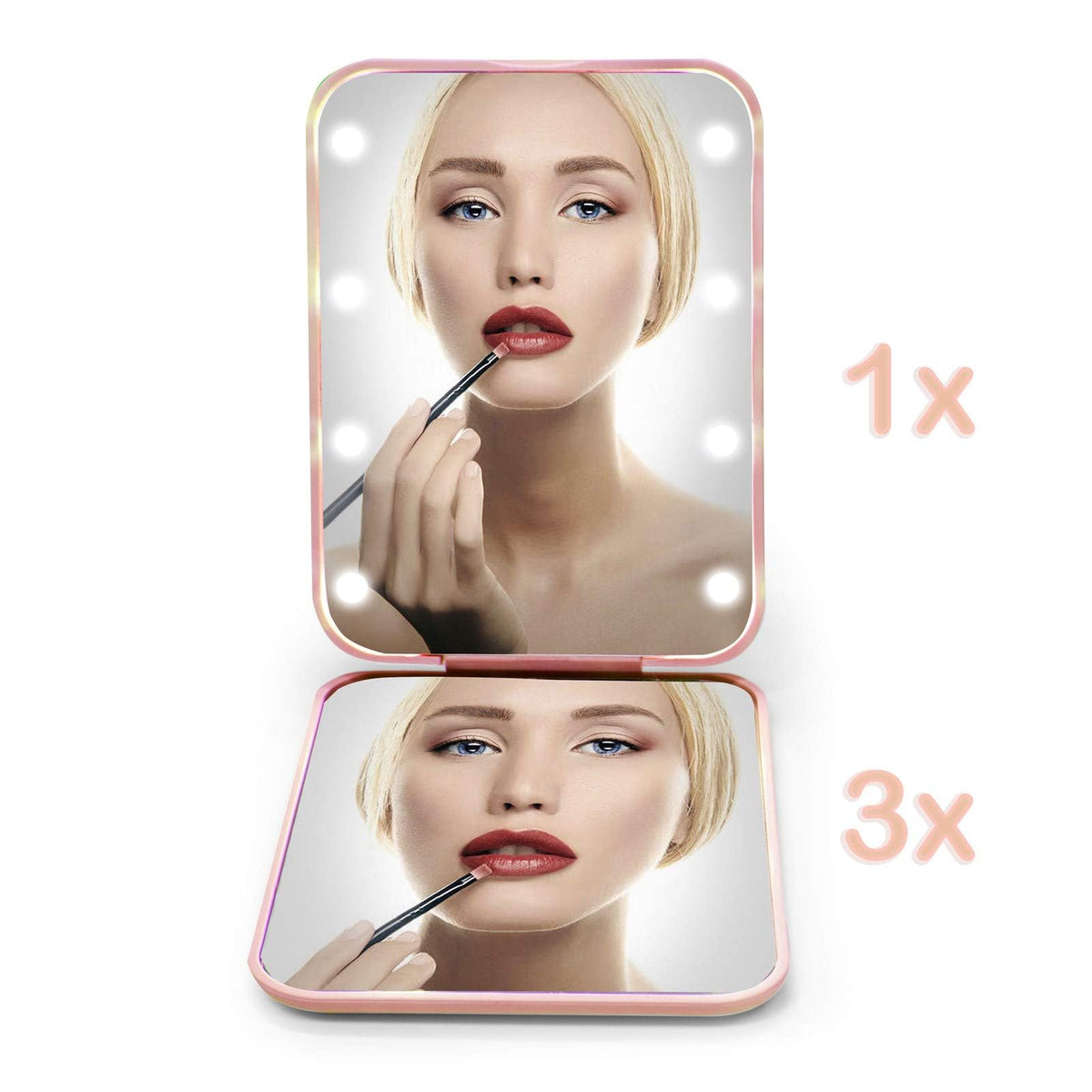 Kintion detail of 3x magnifying mirror showing enlarged reflection benefit accurate grooming