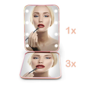 Kintion detail of 3x magnifying mirror showing enlarged reflection benefit accurate grooming