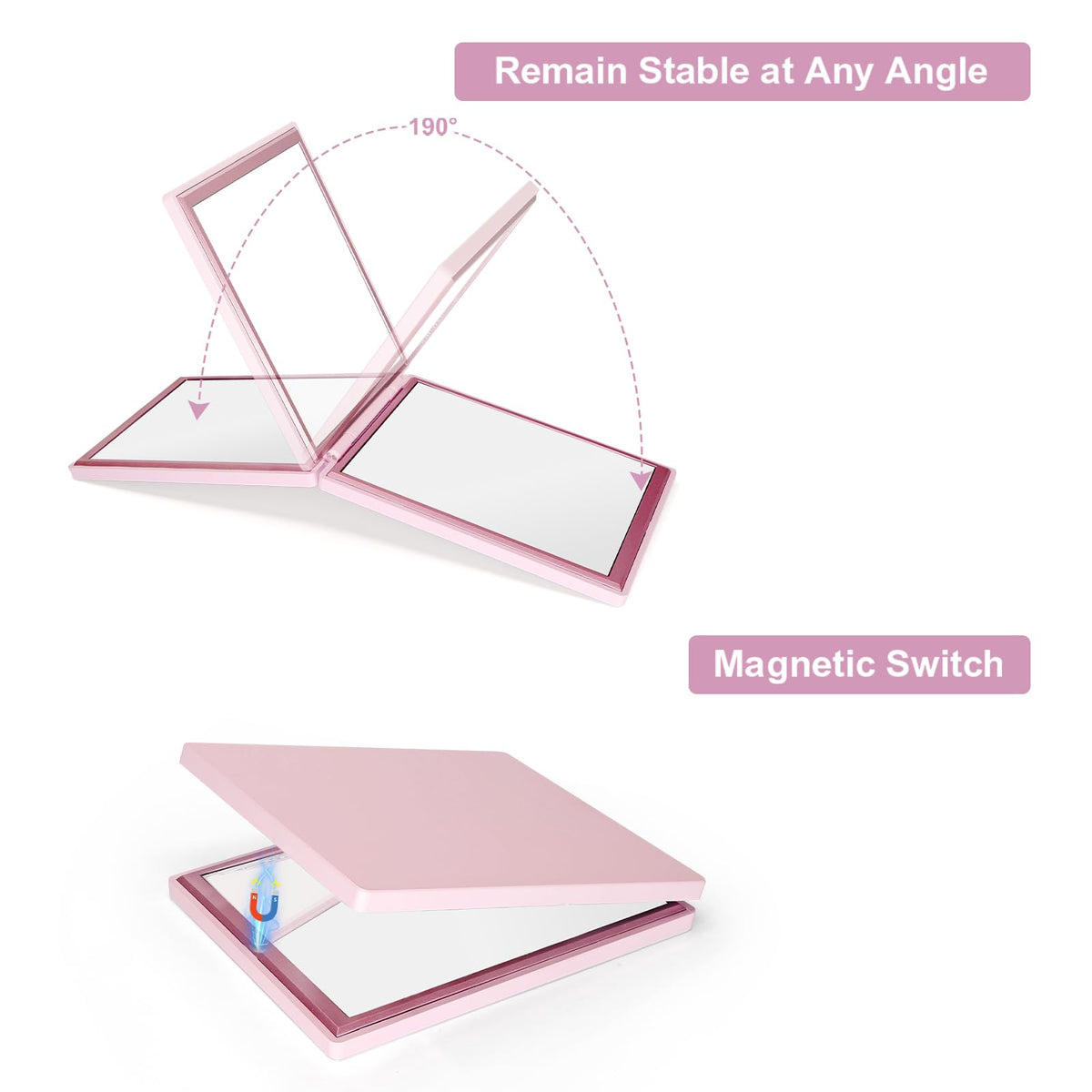 Kintion folded magnetic closure detail secures mirror and prevents accidental opening