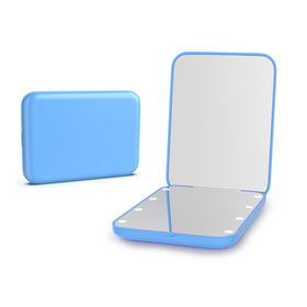 Kintion front closed blue compact mirror showing sleek design and portability