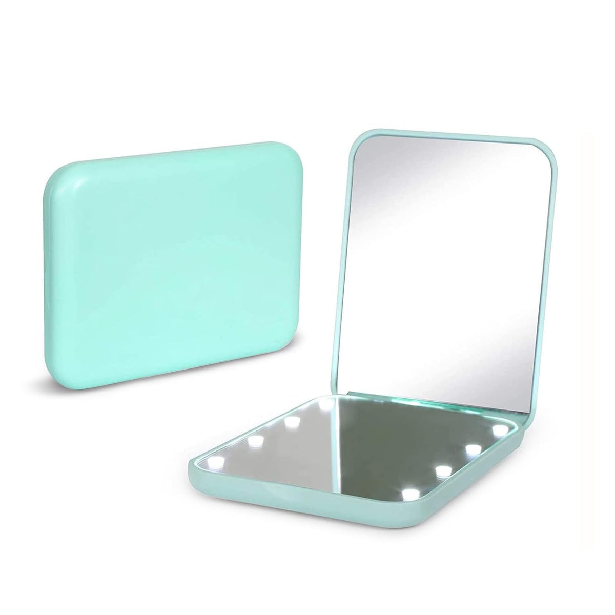 Kintion pocket mirror front closed cyan showing sleek compact design and portability