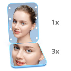 Kintion open two-sided glass mirror displaying 1X and 3X surfaces for versatile use