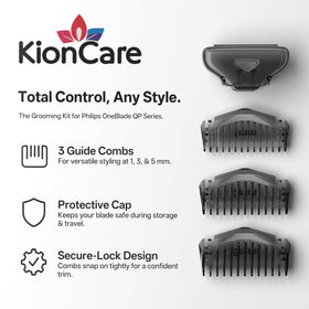 KIONCARE close-up of comb snap mechanism and durable plastic for secure fit