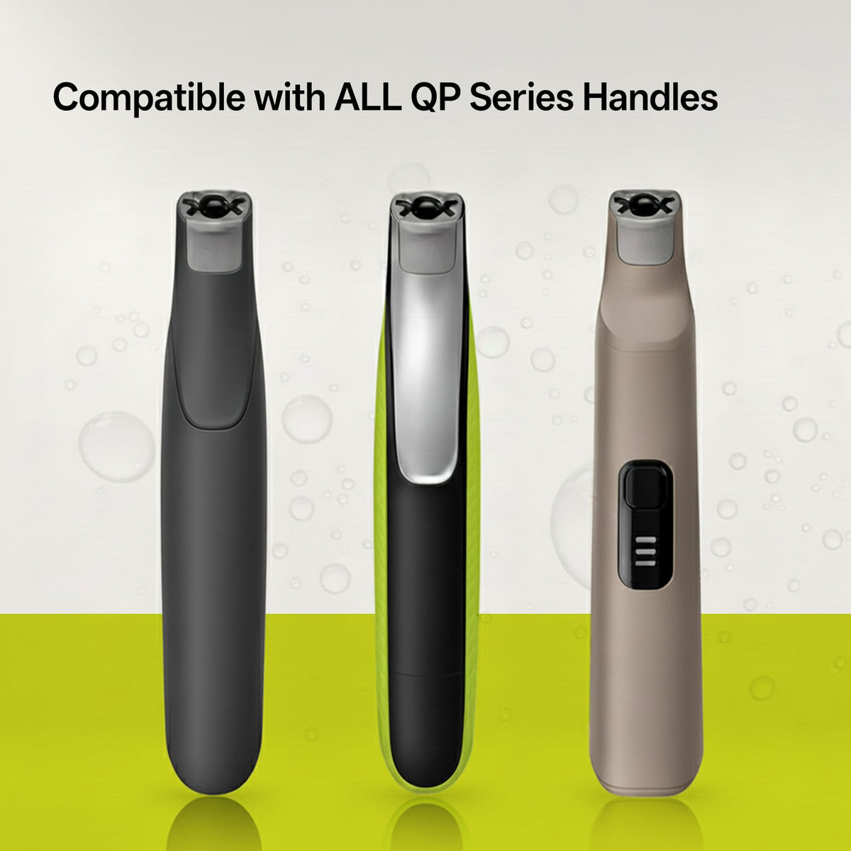 KIONCARE replacement head attached to OneBlade-style trimmer showing easy compatibility benefit