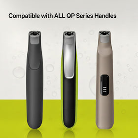KIONCARE replacement head attached to OneBlade-style trimmer showing easy compatibility benefit