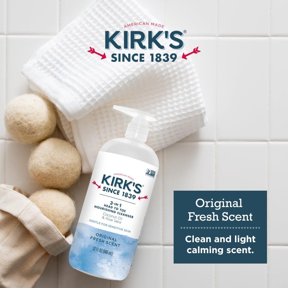 Kirk's bottle styled on bathroom shelf showing tidy, minimal storage benefit