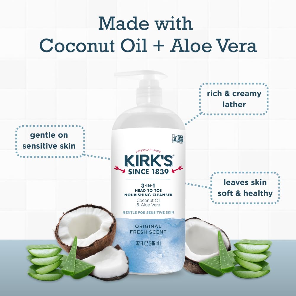 Kirk's bottle back label showing ingredient list and product claims for transparency