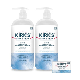 Kirk's bottle front view showing 32 oz pump and branding for easy identification