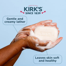 Kirk's soap label clear ingredient list highlighting coconut oil and certifications