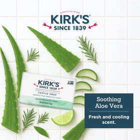 Bathroom scene with Kirk's bar by the sink showing everyday household use and aesthetic