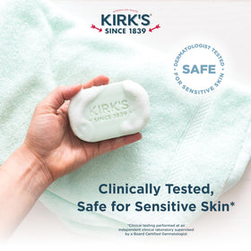 Kirk's bars inside a travel toiletry bag showing portability and convenience for trips