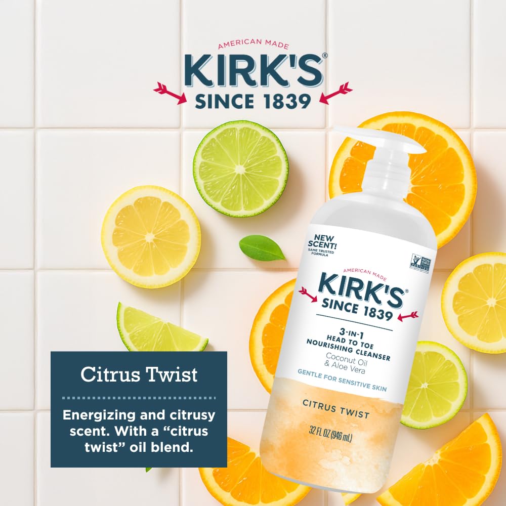 Kirk's being applied to wet hair in shower demonstrating gentle cleanse benefit