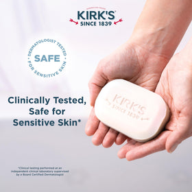 Kirk's bar placed at sink demonstrating gentle hand and body cleansing