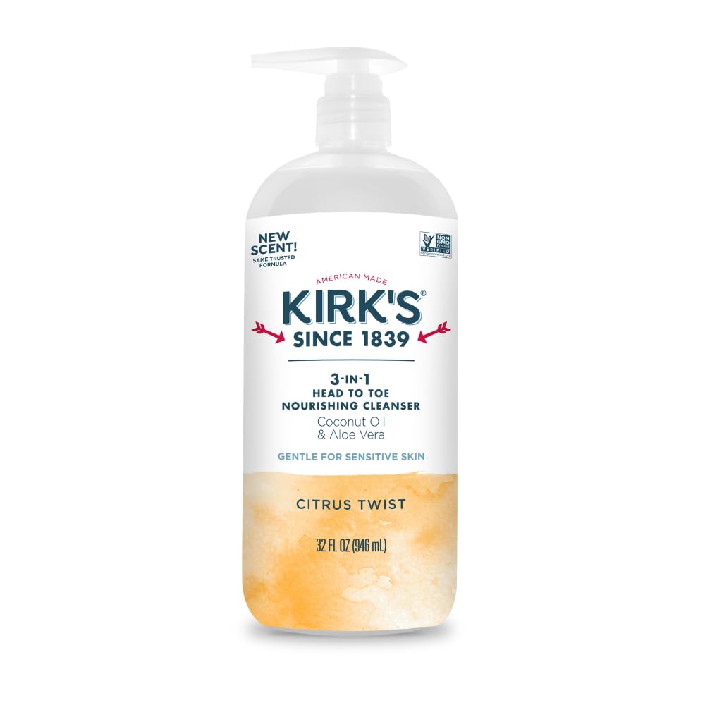 Kirk's front bottle shot showing citrus twist label and 32 fl oz size benefit