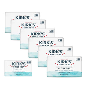 Kirk's front packaging showing six bars and travel bar, clear family value