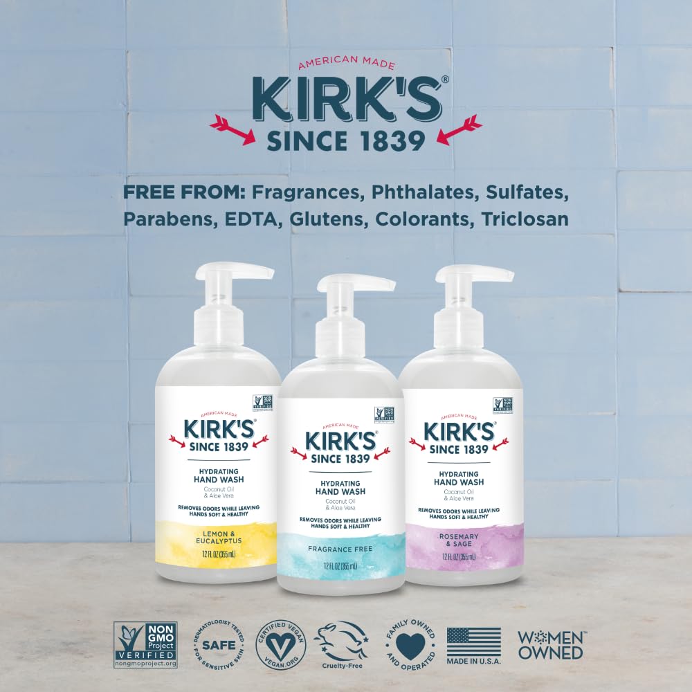 Kirk's bottle by bathroom sink in a home setting showing gentle daily use