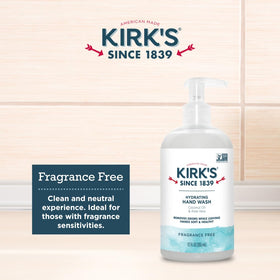 Kirk's bottle held in hand to show 12 fl oz size and pump convenience