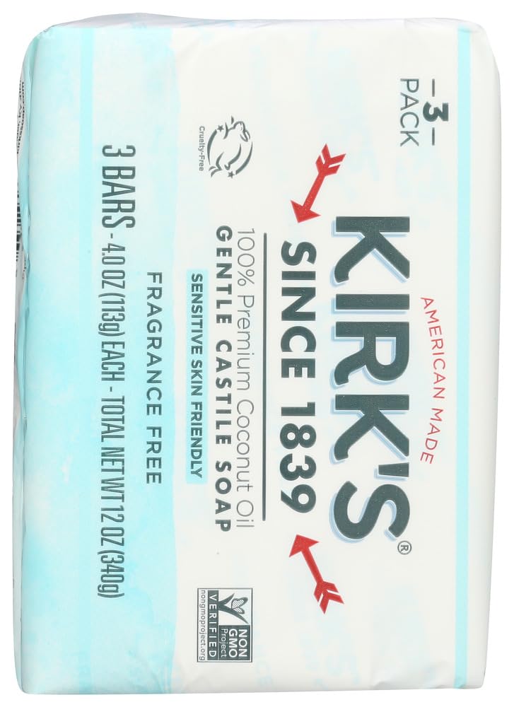Hand holding Kirk's soap bar to show size and easy handling benefit