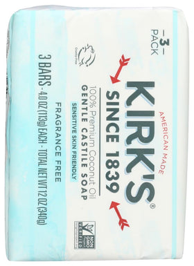Hand holding Kirk's soap bar to show size and easy handling benefit