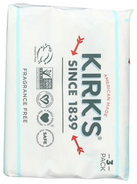 Close-up of a Kirk's soap bar texture highlighting gentle cleansing surface